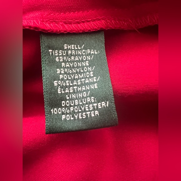 Lauren by Ralph Lauren Red Structured  & Fitted V Neck Dress Size 18 - Picture 7 of 16